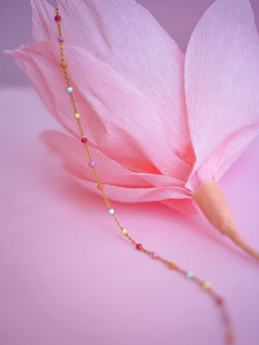 Enamel Lola Rainbow halskæde - Guld - Bahne